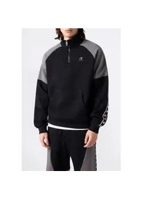 Sweatshirt Champion "Sports-inspired Interlock Half Zip Sweatshirt with Tape detailing", Herren, Gr. L, nbk, dgg, Obermaterial: 82% Baumwolle, 18% Polyester, normal, Rundhals, Sweatshirts Sweatshirt, komfortabler Schnitt, sportlicher Stil, Rundhalsausschnitt
