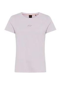 T-Shirt BOSS ORANGE "Elove Embro Premium Damenmode", Damen, Gr. S (36), light, pastel lila 533, Single Jersey, Obermaterial: 100% Baumwolle, unifarben, schmal normal, Rundhals, Shirts T-Shirt, mit Rundhals, Slim Fit