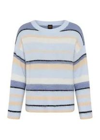 Strickpullover BOSS ORANGE "Fosset Premium Damenmode", Damen, Gr. M (38), open miscellaneous 965, Strick, Obermaterial: 58% Polyamid, 21% Alpaka, 21% Wolle, gestreift, normal, Rundhals, Rippstrickb&uuml;ndchen, Pullover Strickpullover, mit Alpaka-Wolle, gestreift