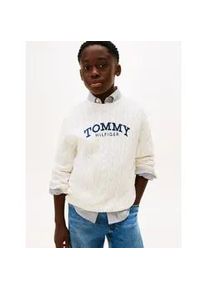 Strickpullover Tommy Hilfiger, Jungen, Gr. 12 (152), ivory silk, Strick, Obermaterial: 100% Baumwolle, unifarben, regular fit normal, Rundhals, eingesetzt B&uuml;ndchen, Pullover Strickpullover, Regular fit, f&uuml;r Kinder bis 16 Jahre, Druck