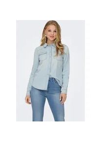 Jeansbluse Only "ONLALEXA L/S DNM SHIRT FS NOOS", Damen, Gr. M, light blau denim, Web, Obermaterial: 100% Baumwolle, unifarben, regular fit, Blusen Jeansbluse