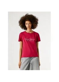 T-Shirt Pepe Jeans "BRADY", Damen, Gr. XL, 387penn pink, Single Jersey, Obermaterial: 100% Baumwolle, Glitzermuster, normal, Rundhals, abgesteppte Kante, Shirts T-Shirt, mit Rundhals, Nietenapplikation