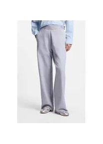 HUGO BOSS Jogger Pants HUGO BLUE "Nuwaist", Damen, Gr. L (40), N-Gr, open grau 064, Sweatware, Obermaterial: 100% Baumwolle, unifarben, weit lang, Hosen, mit Raw Cut Hem, weites Bein