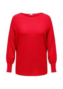 Strickpullover Only CARMAKOMA "CARNEW ADALINE LIFE L/S PULLOVER KNT", Damen, Gr. S, high risk rot, Strick, Obermaterial: 80% Viskose, 20% Nylon, unifarben, normal normal, Rundhals, Pullover Strickpullover, Viskosemischung
