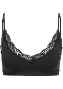 Bralette Only "ONLVICKY LACE SCOOP NECK BRALETTE ACC", Damen, Gr. XS, N-Gr, schwarz, Jersey, Obermaterial: 90% Polyamid, 10% Elasthan, unifarben, k&ouml;rpernah, BHs Bralette, Materialmix
