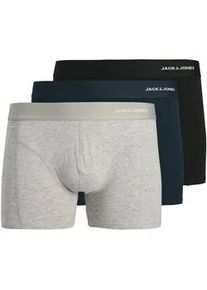 Jack & Jones Trunk JACK & JONES "JACGABRIEL BAMBOO TRUNKS 3 PACK SN", Herren, Gr. S, 3 Stk., schwarz pack:lgm, navy blazer, Jersey, Obermaterial: 65% Viskose, 30% Baumwolle, 5% Elasthan, unifarben, figurbetont, Unterhosen