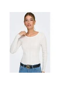 Langarmshirt Only "ONLTENNA O-NECK L/S TOP JRS NOOS", Damen, Gr. L, cloud dancer, Jersey, Obermaterial: 50% Baumwolle, 50% Polyester, unifarben, regular fit normal, Rundhals, Shirts Langarmshirt