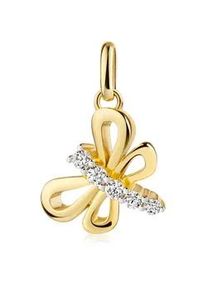 Kettenanh&auml;nger Firetti "Schmuck Geschenk Gold 333 Halsschmuck Anh&auml;nger Schmetterling", gelbgoldfarben, wei&szlig;goldfarben, kristallwei&szlig;, kristallwei&szlig;, Schmuckanh&auml;nger, Damen, Gelbgold 333, 1,43 g, Kettenanh&auml;nger, mit Zirkonia (synth.)