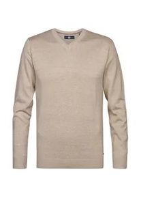 V-Ausschnitt-Pullover PETROL INDUSTRIES "V-Neck Basi", Herren, Gr. L (40), light tan, Strick, Obermaterial: 50% Baumwolle, 50% Polyacryl, unifarben, regular fit normal, V-Ausschnitt, B&uuml;ndchen, Pullover, Materialmix mit Baumwollanteil
