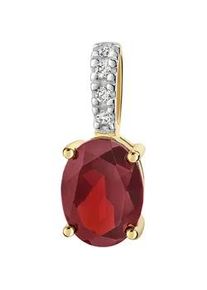 Kettenanh&auml;nger Firetti "Schmuck Geschenk Gold 333 Halsschmuck Anh&auml;nger ovale Form", gelbgoldfarben, wei&szlig;goldfarben, rot, kristallwei&szlig;, rot, kristallwei&szlig;, Schmuckanh&auml;nger, Damen, Gelbgold 333, 0,8 g, Kettenanh&auml;nger, mit Granat, Zirkonia (synth.)
