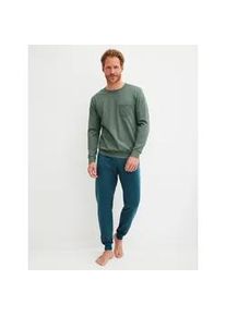 Schlafanzug Calida "Relax Imprint 1", Damen, Gr. LL, laurel gr&uuml;n, Single Jersey, Obermaterial: 100% Baumwolle, bequem lang, Rundhals, angesetztes B&uuml;ndchen, Homewear-Sets Schlafanzug, aus weicher Single-Jersey-Qualit&auml;t, mit langem Arm, Rundhalsausschnitt