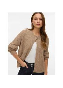 V&eacute;ro Moda Strickjacke VERO MODA "VMSHELL LS O-NECK ONEBUTTON CARDIGAN BOO", Damen, Gr. S, silber mink detail:4088 from colorcard, Strick, Obermaterial: 70% Polyester, 21% Nylon, 8% Wolle, 1% Elasthan, unifarben, regular fit normal, Rundhals, Strickjacken Strickjacke