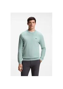 Strickpullover BOSS Green "KN Momentum-X CN", Herren, Gr. XL, turquoise, aqua447, Strick, Obermaterial: 48% Polyester, 39% Schurwolle, 11% Polyamid, 2% Elasthan, regular fit normal, Rundhals, B&uuml;ndchen, Pullover Strickpullover, Rundhalsausschnitt, Regular Fit, kontrast HD-Logo