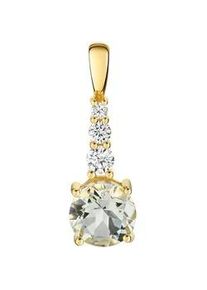 Kettenanh&auml;nger Firetti "Schmuck Geschenk Gold 333 Halsschmuck Anh&auml;nger", gelbgoldfarben, hellgr&uuml;n, kristallwei&szlig;, hellgr&uuml;n, kristallwei&szlig;, Schmuckanh&auml;nger, Damen, Gelbgold 333, 0,7 g, Kettenanh&auml;nger, mit Amethyst, Zirkonia (synth.)