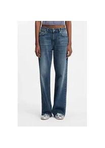 HUGO BOSS Loose-fit-Jeans HUGO BLUE "Gamala", Damen, Gr. 29, L&auml;nge 32, medium blau 422, Denim/Jeans, Obermaterial: 100% Baumwolle, unifarben, loose fit lang, Jeans, mit ausgefranstem Saum, Baggy-Fit