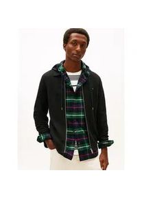 Cardigan Tommy Hilfiger "SEASONAL STRUCTURE", Herren, Gr. M, schwarz, Strick, Obermaterial: 100% Baumwolle, regular fit normal, Rippb&uuml;ndchen, Strickjacken, strukturiert, mit Polokragen, regular fit