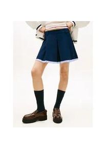 Tommy Hilfiger A-Linien-Rock TOMMY JEANS "TJW VARSITY PLEATED MINI SKIRT", Damen, Gr. S (36), schwarz night navy, Web, Obermaterial: 80% Polyester, 20% Viskose, unifarben mit Farbeinsatz, A-Linie kurz, R&ouml;cke A-Linien-Rock, mit den klassischen Falten