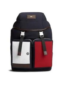 Rucksack Tommy Hilfiger "TH CASUAL FLAG BACKPACK", Herren, Gr. B/H/T: 33,5cm x 44,5cm x 17,5cm, dunkelblau, Leder, Textil, Rucks&auml;cke Rucksack, Unisex Travelrucksack, Reiserucksack, mit Bes&auml;tzen in Tommy-Farben