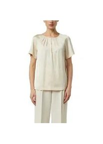 Shirtbluse comma, Damen, Gr. 38, vanilla, Web, Obermaterial: 95% Polyester, 5% Elasthan, unifarben, normal h&uuml;ftbedeckend, Rundhals, gerader Abschluss, Blusen, mit gerafftem Kragen und Cut-out