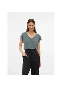 V&eacute;ro Moda V-Shirt VERO MODA "VMFILLI SS V-NECK TEE GA NOOS", Damen, Gr. L (40), balsam gr&uuml;n, Jersey, Obermaterial: 70% Modal, 30% Polyester, unifarben, relaxed fit normal, V-Ausschnitt, Shirts, Materialmix, relaxed fit