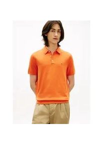 Poloshirt Tommy Hilfiger "ESSENTIAL COTTON KNITTED", Herren, Gr. M, brilliant orange, Strick, Obermaterial: 100% Baumwolle, Rippb&uuml;ndchen, Shirts