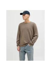 Jack & Jones Rundhalspullover JACK & JONES "JJESUMMER KNIT CREW NECK SN", Herren, Gr. XXL, gr&uuml;n (falcon), Strick, Obermaterial: 90% Baumwolle, 10% Leinen, unifarben, regular fit taillenbedeckt, Rundhals, gerader Abschluss, Pullover Rundhalspullover, mit Rundhalsausschnitt