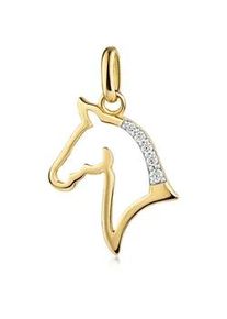 Kettenanh&auml;nger Firetti "Schmuck Geschenk Gold 333 Halsschmuck Anh&auml;nger Pferd", gelbgoldfarben, wei&szlig;goldfarben, kristallwei&szlig;, kristallwei&szlig;, Schmuckanh&auml;nger, Damen, Gelbgold 333, 0,68 g, Kettenanh&auml;nger, mit Zirkonia (synth.)