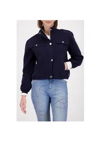 Strickjacke monari, Damen, Gr. 36, marine, Strick, Obermaterial: 91% Baumwolle, 9% Polyamid, unifarben, regular fit normal, hoch geschlossener Ausschnitt, B&uuml;ndchen, Strickjacken Strickjacke, Cargo-Stil, Regular Fit, Stehkragen, 2-Wege-Rei&szlig;verschluss