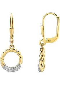 Paar Ohrh&auml;nger Firetti "Schmuck Geschenk Gold 333 Ohrschmuck Ohrringe Kreis Kordel", gelbgoldfarben, wei&szlig;goldfarben, kristallwei&szlig;, kristallwei&szlig;, Ohrringe, Damen, Gelbgold 333, mit Zirkonia (synth.)