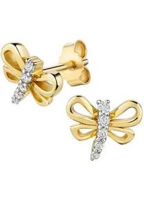 Paar Ohrstecker Firetti "Schmuck Geschenk Gold 333 Ohrschmuck Ohrringe Schmetterling", gelbgoldfarben, wei&szlig;goldfarben, kristallwei&szlig;, kristallwei&szlig;, Ohrringe, Damen, Gelbgold 333, mit Zirkonia (synth.)