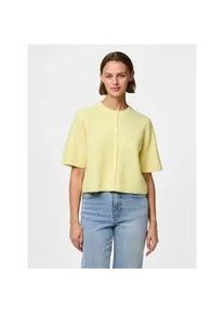 Strickjacke Pieces "PCSILLY SS O-NECK KNIT CARDIGAN NOOS BC", Damen, Gr. XL, pale banana detail:melange, Strick, Obermaterial: 90% Polyester, 5% Wolle, 5% Elasthan, meliert, loose fit h&uuml;ftlang, Rundhals, Strickjacken Strickjacke