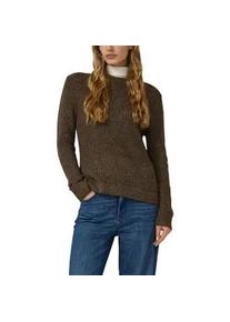 Strickpullover s.Oliver, Damen, Gr. 40, coffee braun, Strick, Obermaterial: 59% Baumwolle, 37% Polyacryl, 4% Wolle, meliert, unifarben, normal h&uuml;ftbedeckend, Rundhals, Strickb&uuml;ndchen, Pullover Strickpullover, aus Wollmix und mit Strickmuster