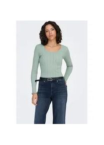 Langarmshirt Only "ONLTENNA O-NECK L/S TOP JRS NOOS", Damen, Gr. XS, jadeite, Jersey, Obermaterial: 50% Baumwolle, 50% Polyester, unifarben, regular fit normal, Rundhals, Shirts Langarmshirt