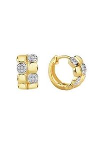 Paar Creolen Firetti "Schmuck Geschenk Silber 925 Ohrschmuck Ohrringe Vierecke bicolor", gelbgoldfarben, silberfarben, kristallwei&szlig;, kristallwei&szlig;, Ohrringe, Damen, 16mm, Silber 925 (Sterlingsilber), mit Zirkonia (synth.)