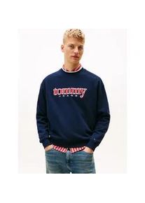 Tommy Hilfiger Sweatshirt TOMMY JEANS "TJM 90S TEXTURE GRAPHIC CREW", Herren, Gr. L, schwarz night navy, Sweatware, Obermaterial: 80% Baumwolle, 20% Polyester, regular fit, Rundhals, B&uuml;ndchen, Sweatshirts Sweatshirt, gerippter Rundhals, regular fit