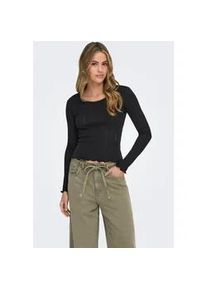 Langarmshirt Only "ONLTENNA O-NECK L/S TOP JRS NOOS", Damen, Gr. S, schwarz, Jersey, Obermaterial: 50% Baumwolle, 50% Polyester, unifarben, regular fit normal, Rundhals, Shirts Langarmshirt
