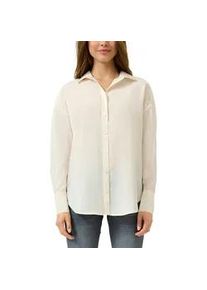 Langarmbluse QS, Damen, Gr. 34, ecru, Web, Obermaterial: 85% Modal, 15% Polyamid, unifarben, bequem Po-bedeckend, Rundhals, 2-Knopf-Manschette, Blusen, mit Knopfleiste