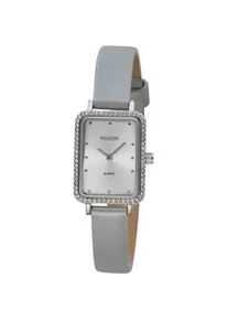 Regent Uhren Quarzuhr REGENT, hellgrau, Armbanduhren, Damen, Quarzuhr, Armbanduhr, Damenuhr, Lederarmband, analog, Glassteine