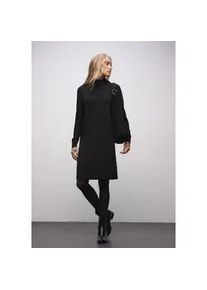 Strickkleid Street One, Damen, Gr. 42, N-Gr, schwarz, Web, Obermaterial: 50% Viskose, 30% Polyester, 20% Polyamid, unifarben, figurumspielend knieumspielend, Rundhals, B&uuml;ndchen, Kleider Strickkleid, mit Stehkragen