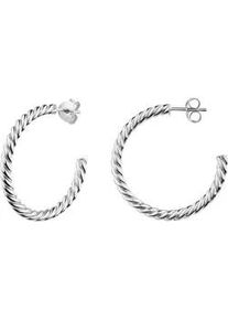 Paar Creolen Firetti "Schmuck Geschenk Silber 925 Ohrschmuck Ohrringe gedrehte Optik" Gr. 32, silberfarben, Ohrringe, Damen, 32, Silber 925 (Sterlingsilber)