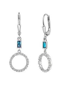 Paar Ohrh&auml;nger Firetti "Schmuck Geschenk Silber 925 Ohrschmuck Ohrringe Kreise", silberfarben, kristallwei&szlig;, dunkelblau, kristallwei&szlig;, dunkelblau, Ohrringe, Damen, Silber 925 (Sterlingsilber), mit Zirkonia (synth.)