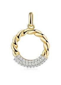 Kettenanh&auml;nger Firetti "Schmuck Geschenk Gold 333 Halsschmuck Anh&auml;nger Kreis rund Kordel", gelbgoldfarben, wei&szlig;goldfarben, kristallwei&szlig;, kristallwei&szlig;, Schmuckanh&auml;nger, Damen, Gelbgold 333, 1,31 g, Kettenanh&auml;nger, mit Zirkonia (synth.)
