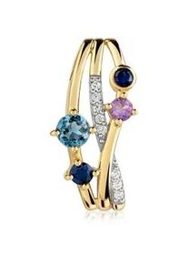 Kettenanh&auml;nger Firetti "Schmuck Geschenk Gold 333 Halsschmuck Anh&auml;nger mehrreihige Optik", gelbgoldfarben, wei&szlig;goldfarben, lila, dunkelblau, blau, kristallwei&szlig;, lila, dunkelblau, blau, kristallwei&szlig;, Schmuckanh&auml;nger, Damen, Gelbgold 333, 1,25 g, Kettenanh&auml;nger, mit Amethyst, Saphir, Blautopas (behandelt), Zirkonia (synth.)