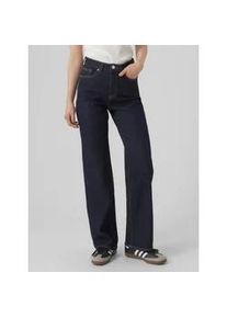 V&eacute;ro Moda High-waist-Jeans VERO MODA "VMTESSA HR WIDE JEANS RA369 GA NOOS", Damen, Gr. 33, L&auml;nge 32, blau (dunkelblau denim detail:rinse), Denim/Jeans, Obermaterial: 99% Baumwolle, 1% Elasthan, oversize, Jeans High-Waist-Jeans