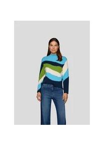 Strickpullover Rabe, Damen, Gr. 40, opal, Strick, Obermaterial: 38% Baumwolle, 38% Polyacryl, 14% Polyester, 10% Polyamid, colorblocking, gestreift, l&auml;ssig geschnitten h&uuml;ftbedeckend, Rundhals, abgerundeter Saum, Pullover Strickpullover, im Colorblocking-Look - gestreift