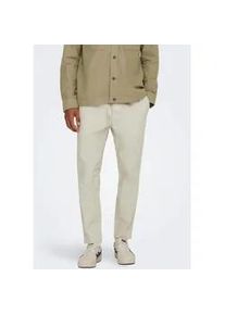 Only & Sons Stoffhose ONLY & SONS "ONSLINUS CROP 0007 COT LIN PNT NOOS", Herren, Gr. XL, N-Gr, beige (silber lining), Web, Obermaterial: 75% Baumwolle, 25% Leinen, unifarben, slim fit kn&ouml;chellang, Hosen Stoffhose, mit Leinen