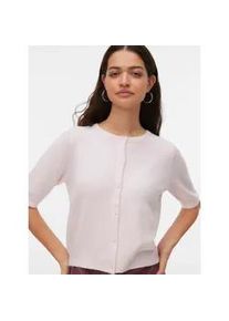 V&eacute;ro Moda Strickjacke VERO MODA "VMDOFFY 2/4 O-NECK BUTTON CARDIGAN NOOS", Damen, Gr. XL, pink, a, boo detail:with wei&szlig; melange, Strick, Obermaterial: 94% Polyester, 3% Elasthan, 3% Nylon, meliert, regular fit normal, Rundhals, Strickb&uuml;ndchen, Strickjacken Strickjacke