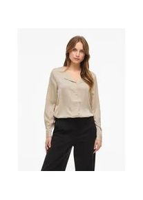 Hemdbluse Vila "VIELLETTE V-NECK L/S SATIN SHIRT - NOOS", Damen, Gr. 40, cement, Obermaterial: 100% Polyester, unifarben, regular fit normal, Blusen Hemdbluse