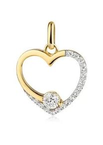 Kettenanh&auml;nger Firetti "Schmuck Geschenk Gold 333 Halsschmuck Anh&auml;nger Herz", gelbgoldfarben, wei&szlig;goldfarben, kristallwei&szlig;, kristallwei&szlig;, Schmuckanh&auml;nger, Damen, Gelbgold 333, 0,9 g, Kettenanh&auml;nger, mit Zirkonia (synth.)