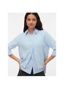 V&eacute;ro Moda Strickjacke VERO MODA "VMDOFFY 2/4 O-NECK BUTTON CARDIGAN NOOS", Damen, Gr. XL, cashmere blau detail:melange, Strick, Obermaterial: 94% Polyester, 3% Elasthan, 3% Nylon, meliert, regular fit normal, Rundhals, Strickb&uuml;ndchen, Strickjacken Strickjacke